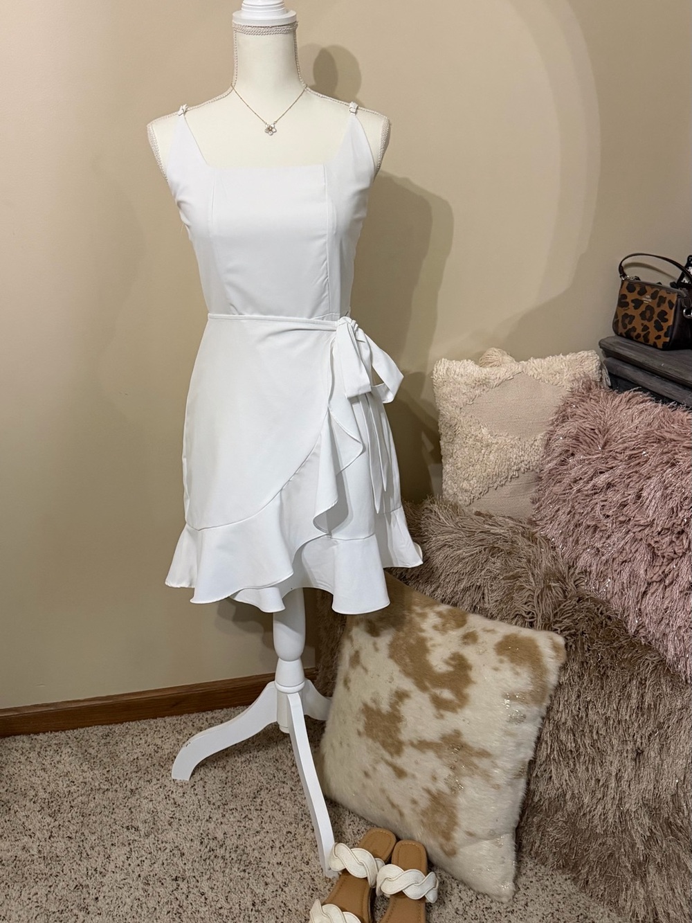 White Ruffled Wrap Dress